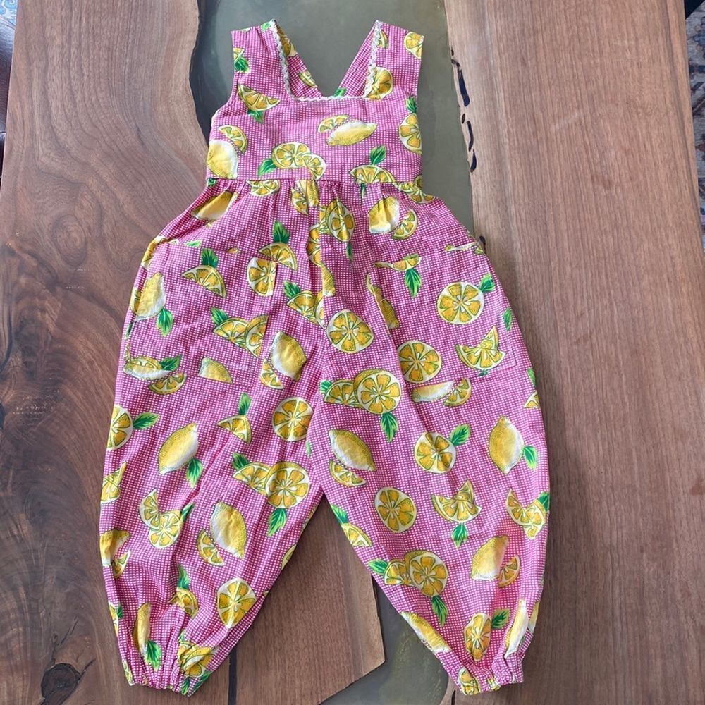Vintage Handmade Lemon Print Overalls